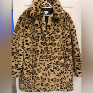 TOPSHOP Faux Fur Leopard Coat - Brand New Condition, US SZ 12, Hardly Worn